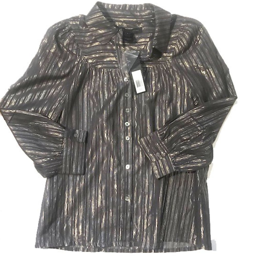 Marc by Marc Jacobs Gold Metallic Sheer Top Size 2